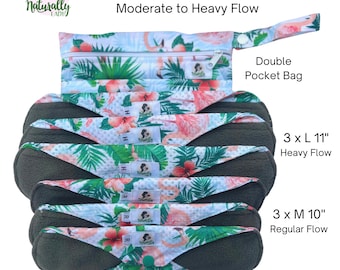 Anti-slip 7pcs Starter Set - White Reusable Sanitary Period Pads Cloth Towels - Regular to Heavy Flow