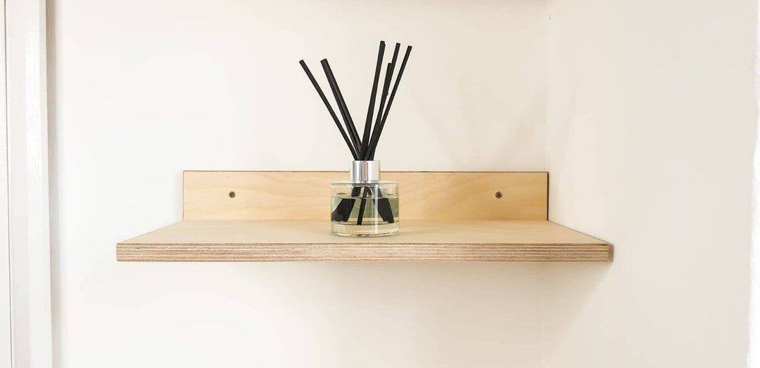Birch Plywood Floating Shelf, Minimalist Shelving, Scandi Style, Wall ...