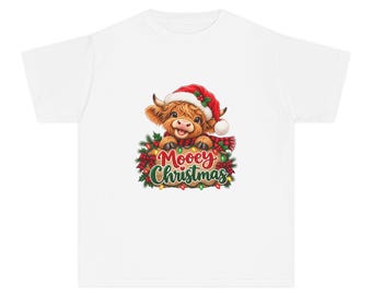 Maglietta per ragazzi con la mucca di Natale "Mooey"