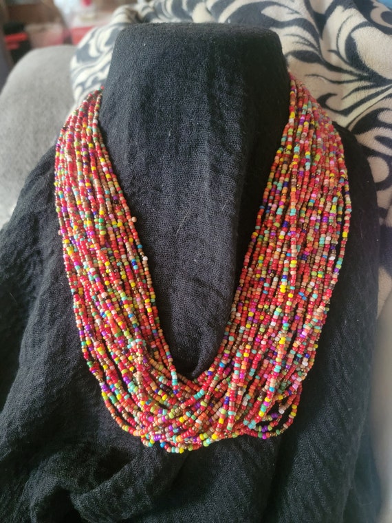 Multi strand glass bead necklace