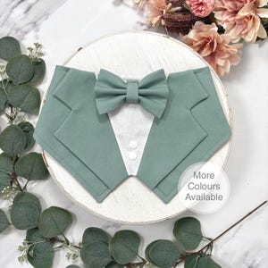 Sage Green Wedding Dog Tuxedo Bandana, Ring Bearer Style Available, More Colours Available