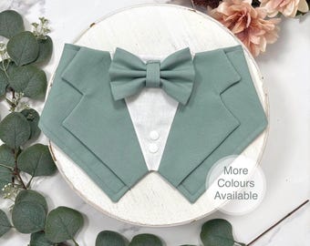 Sage Green Wedding Dog Tuxedo Bandana, Ring Bearer Style Available, More Colours Available