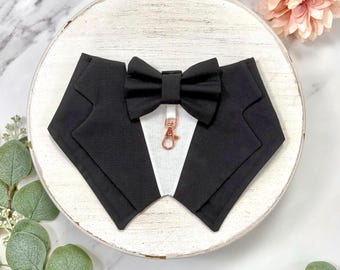 Black Wedding Dog Tuxedo Bandana: Ring Bearer Outfit for Pets