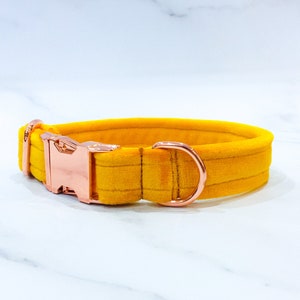 Summer Bright Yellow Velvet Dog Collar – Handmade in the UK