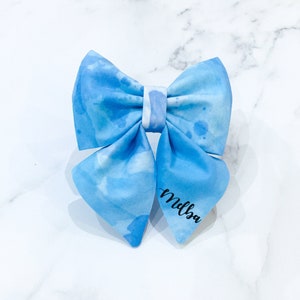 Sky Blue Dog Sailor Bow – personalise with name – Handcrafted in the UK