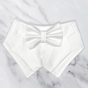 Ivory White Wedding Dog Tuxedo | Wedding Pet Tuxedo Bandana  | Dog Wedding Ring Bearer | Pure White |  Luxury Wedding Pet Attire