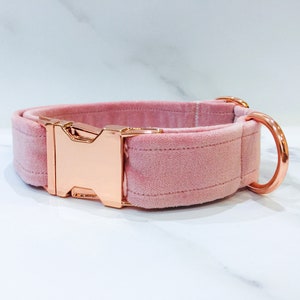 Peony Pink velvet dog collar – perfect for valentine&#39;s day, wedding and birthday