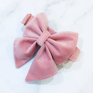 Peony Pink velvet dog bow – available in sailor bow and bow tie styles – for wedding – birthday – valentine&#39;s day
