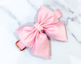 Light Pink Silk Dog Sailor Bow for Wedding Pet Attire