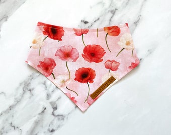 Remembrance Day Poppy Dog Bandana – Wildflower Poppy Pet Bandana – Girl Puppy Dog Bandana