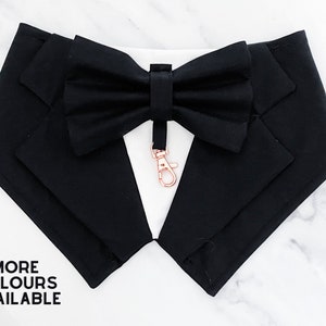 Solid Black Wedding Dog Tuxedo | Wedding Pet Tuxedo Bandana  | Optional Upgrade to Dog Ring Bearer Style | Black Cotton Wedding Pet Attire