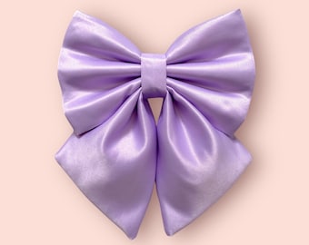 Lilac Silk Dog Bow – Purple Sailor Bow or Bow Tie