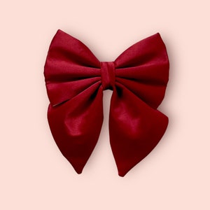 Burgundy Red Christmas Dog Bow, Available in sailor bow and bow tie styles, optional upgrade to bow collar bundle, festive seasons pet bow