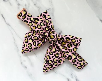 Pink Leopard Dog Sailor Bow