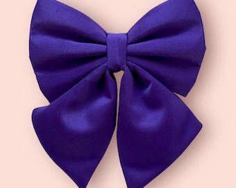 Purple Dog Bow, Available in Sailor bow and Bow Tie Style, Violet Dog Collar and Bow set, luxurious dog bow, optional with collar