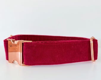 Red velvet dog collar, Matching sailor bow is available to upgrade