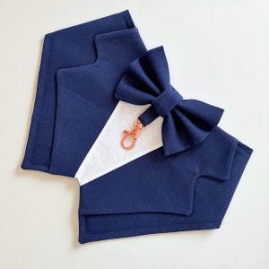 Navy Blue Wedding Dog Tuxedo | Wedding Pet Tuxedo Bandana  | Dog Wedding Ring Bearer | Dark Blue Luxury Wedding Pet Attire