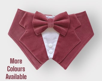 Dusky Pink Velvet Wedding Dog Tuxedo, Dusty Rose Dog Ring Bearer Outfit, Perfect for Wedding and Valentines’s Day
