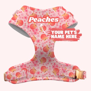 Fruit Peach Dog Harness – Pink Peachy Dog Harness – Personalised Dog Harness – Custom Pet Harness