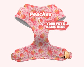 Fruit Peach Dog Harness – Pink Peachy Dog Harness – Personalised Dog Harness – Custom Pet Harness
