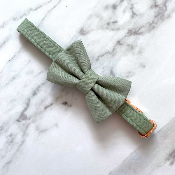 Sage Green dog bow tie, optional with matching sage green dog collar, perfect for wedding and parties,