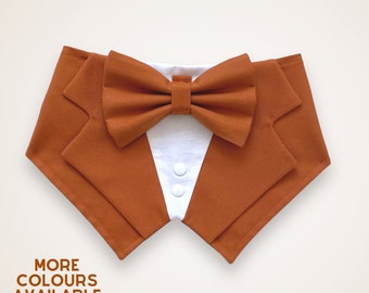 Terracotta Wedding Dog Tuxedo, Burnt Orange Wedding Pet Tuxedo Bandana, Dog Wedding Ring Bearer, Rust Luxury Wedding Pet Attire