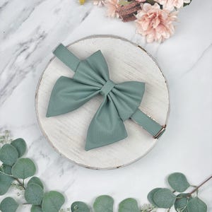 Sage dog bow, available in sailor bow and bow tie, optional with matching sage green dog collar, perfect for wedding and parties