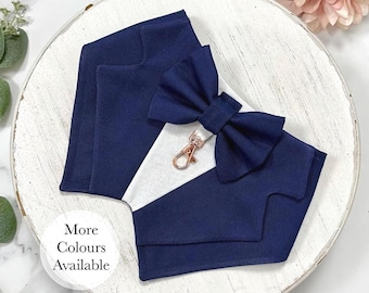 Navy Blue Wedding Dog Tuxedo Bandana, Ring Bearer Outfit For Pets