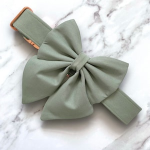 Sage dog bow, available in sailor bow and bow tie, optional with matching sage green dog collar, perfect for wedding and parties