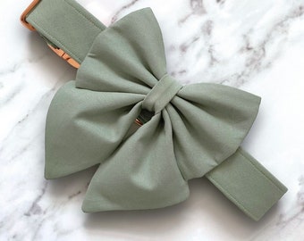Sage dog bow, available in sailor bow and bow tie, optional with matching sage green dog collar, perfect for wedding and parties