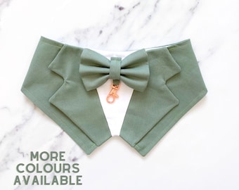 Sage Green Wedding Dog Tuxedo | Wedding Pet Tuxedo Bandana  | Optional Upgrade to Dog Ring Bearer Style | Celadon Wedding Pet Attire