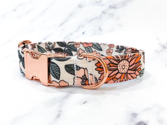 Autumn Vintage Floral  Dog collar – Perfect for summer and autumn – Handmade in the UK