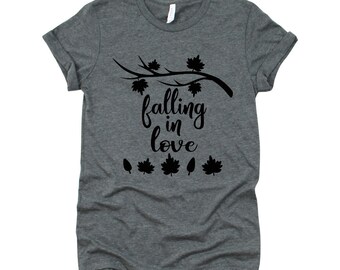 Thanksgiving TShirt - Falling In Love Tee Shirt - Cute Fall Autumn T-Shirt