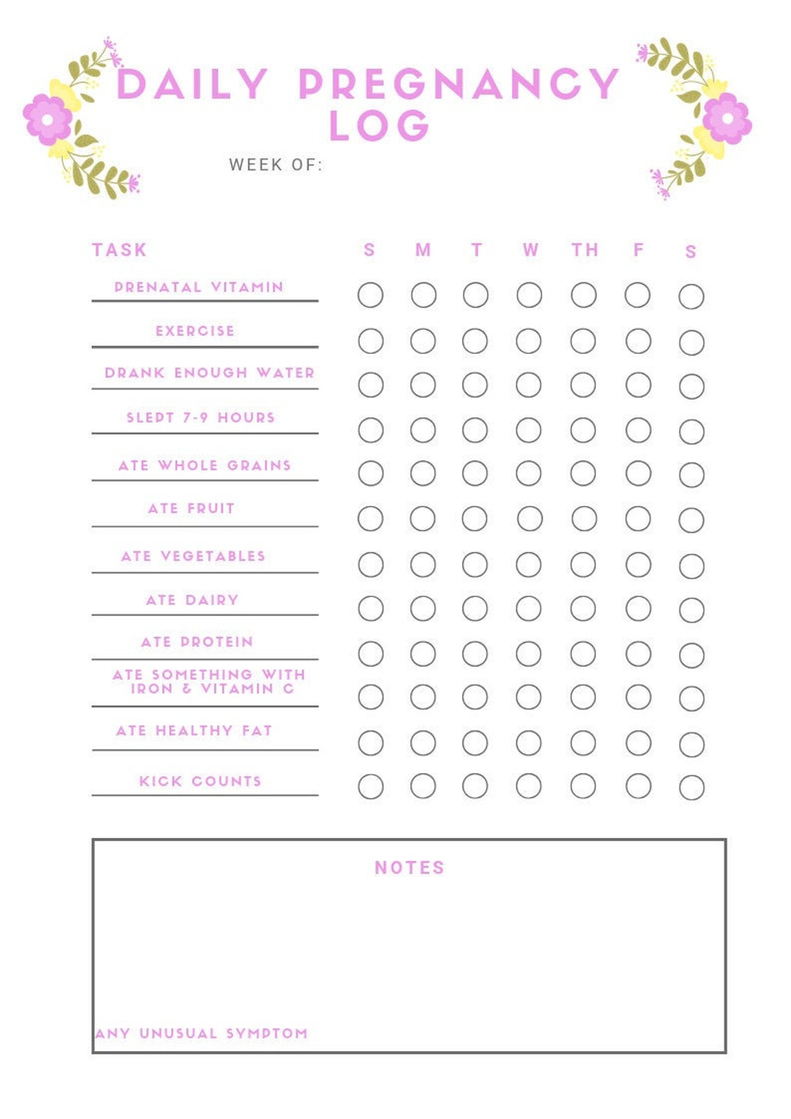 Daily Pregnancy Tracker Digital Download - Etsy