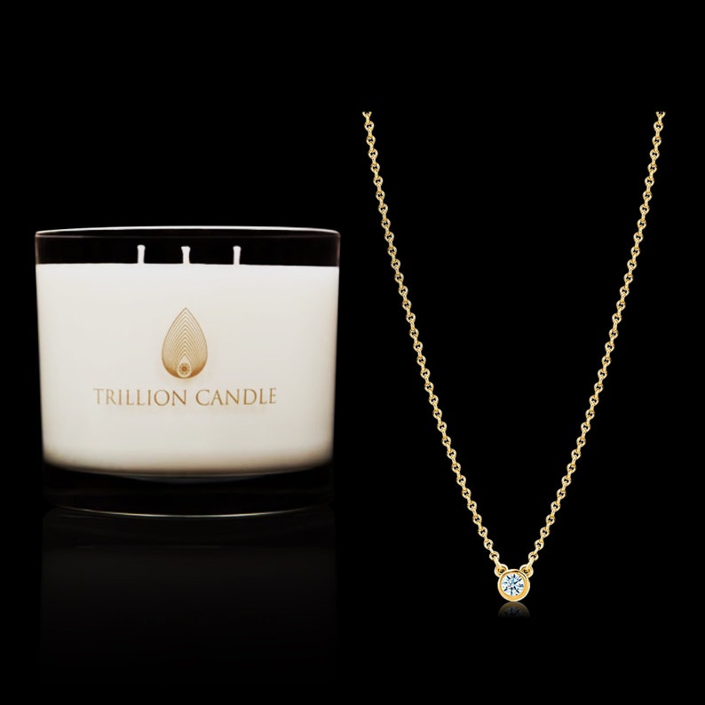 MANDARIN A 14K Gold Diamond Necklace Inside Candle Etsy