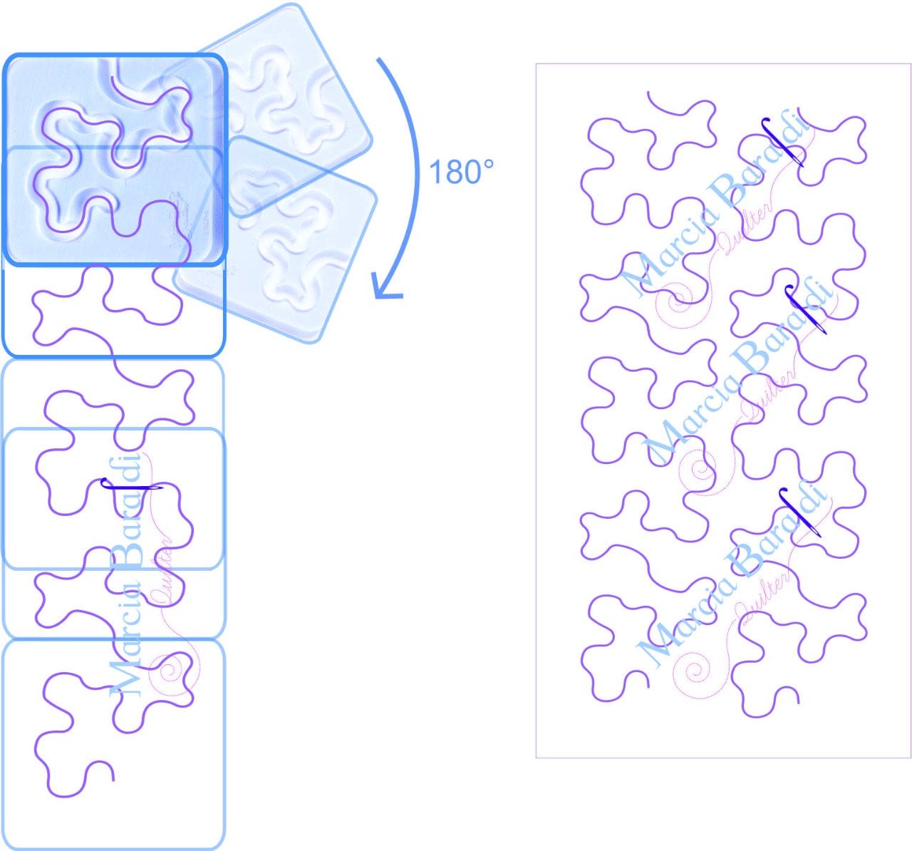 Quilting Template Meander Design Stipple Quilting Ruler Free-Motion