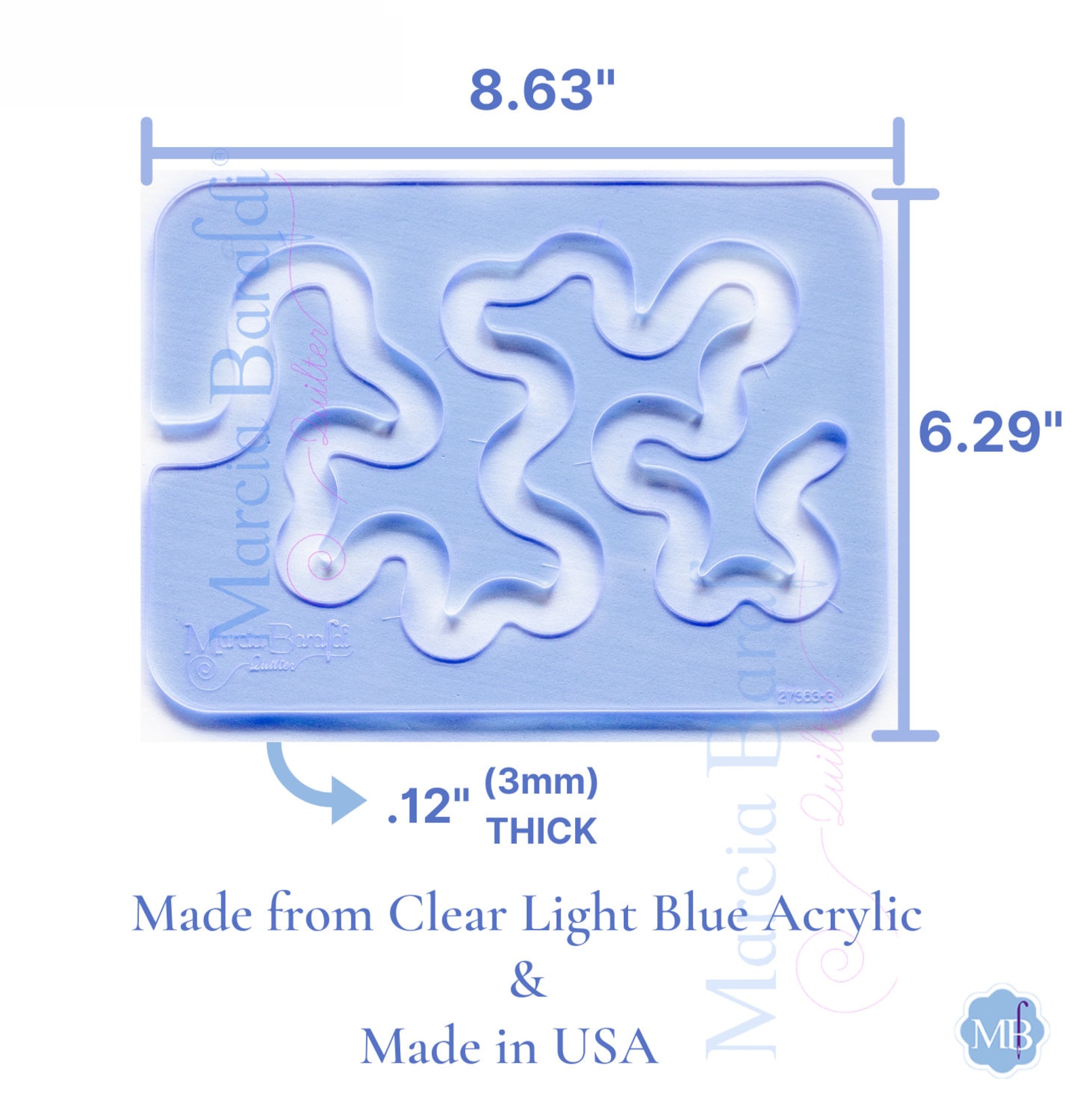 Meander Stipple Quilting/Applique Inlay Template 8\"x8\" Inches Stencils...