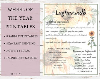 Wheel of Year Printable | Pagan | Wiccan | Sabbat Celebration | Word Art | PDF | Witch | Printable | Mabon | Samhain | Yule | Litha | Imbolc