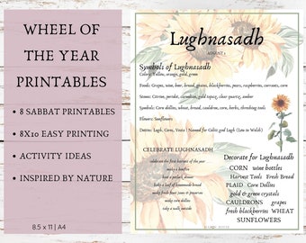 Impresión de la Rueda del Año / Arte de Celebración del Sabbat Pagano (PDF)