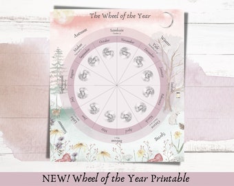 Full Moon Printable Moon Phase Chart Wheel of Year | Etsy
