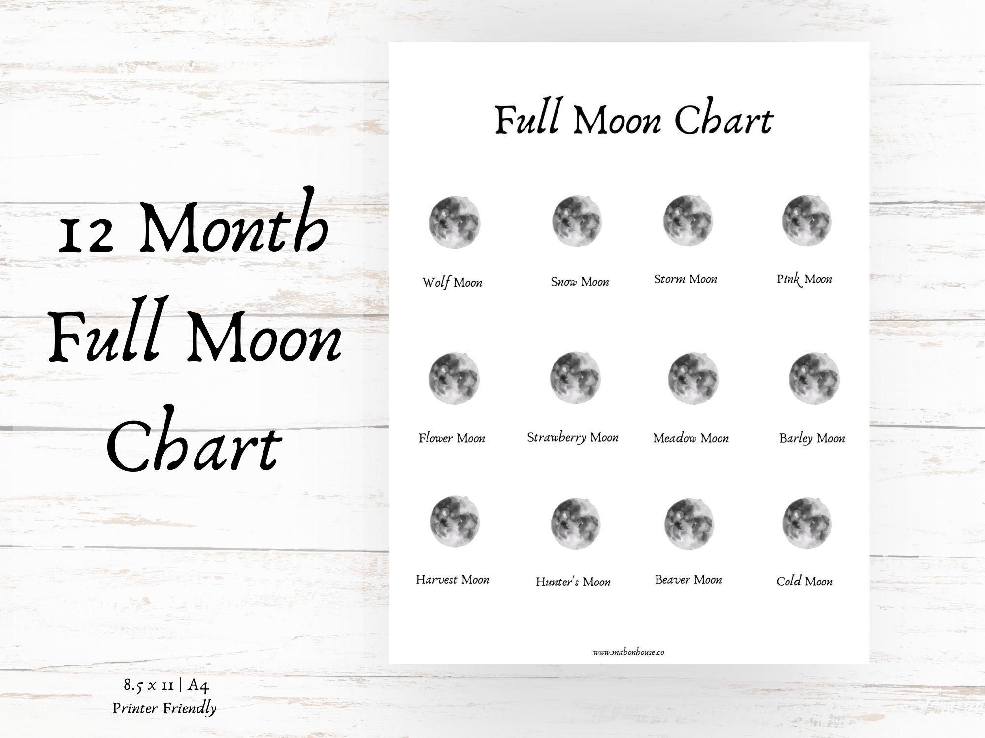 Moon Journal Moon Phase Chart Wheel of Year Calendar Etsy