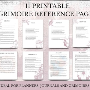 Printable Grimoire Pages (PDF) | Printable Book of Shadows | Grimoire Inserts | Witch Journal Pages | Printable Wheel of the Year Planner