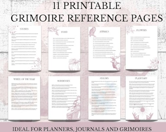 Printable Grimoire Pages (PDF) | Printable Book of Shadows | Grimoire Inserts | Witch Journal Pages | Printable Wheel of the Year Planner