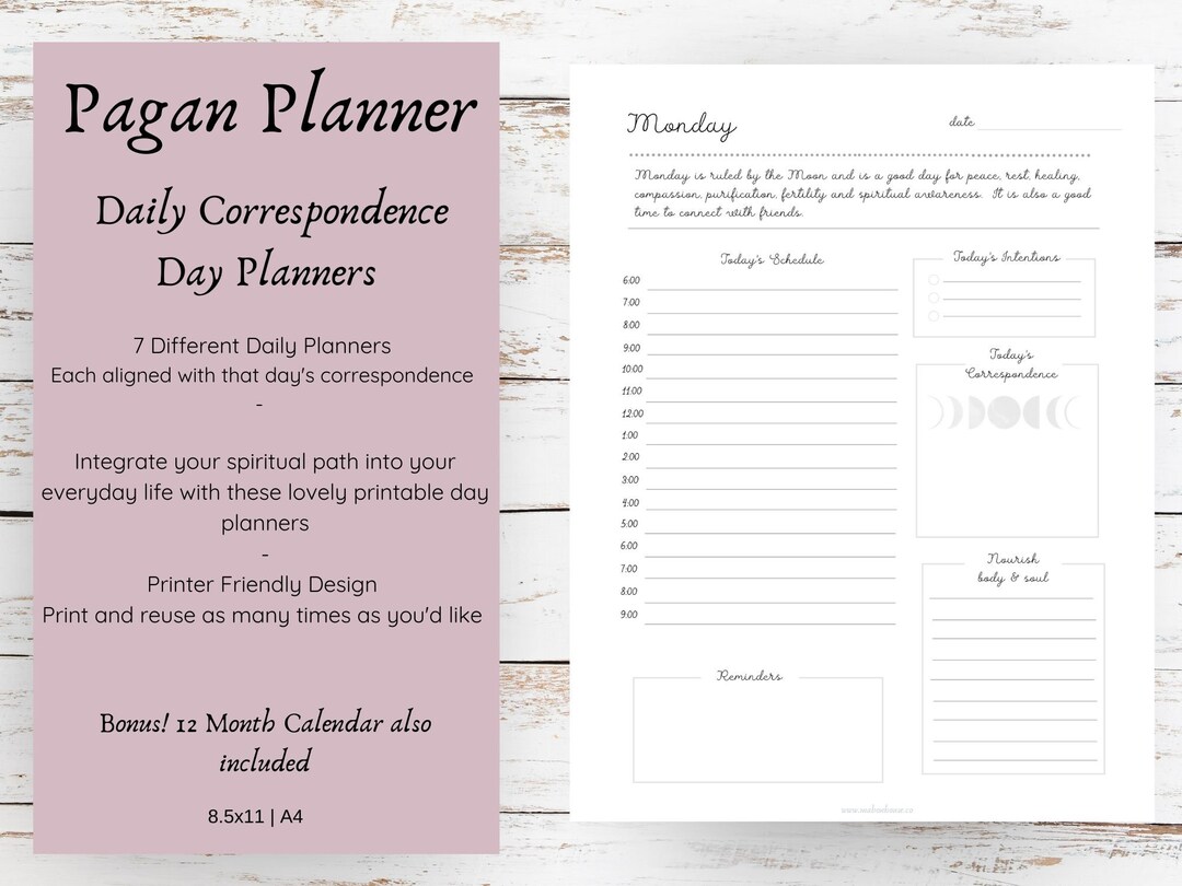Planetary 7 Daily Planners | Alchemy | Wiccan | Sabbat | Book of ...