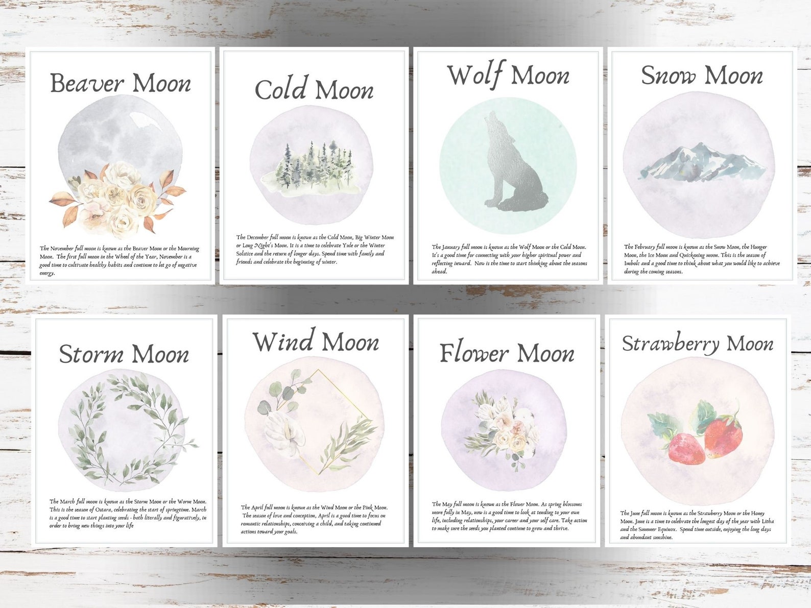 Full Moon Printable | Moon Phase Chart | Wheel of Year | Calendar ...