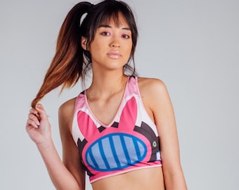 Loungewear Crop Top with Bralette Lining | Geeky Womens T-Shirt | Comfy Sports Bra "Meka Matrix"