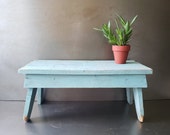 Wooden Step Stool, wood Riser. Small primitive bench.