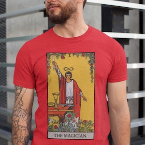 The Magician Tarot Card Representing the Power to Manifest Your Own Destiny, on Unisex Softstyle T-Shirt
