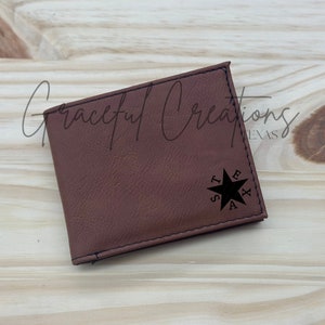 Cartera de cuero estilo Texas grabada con ranuras para tarjetas