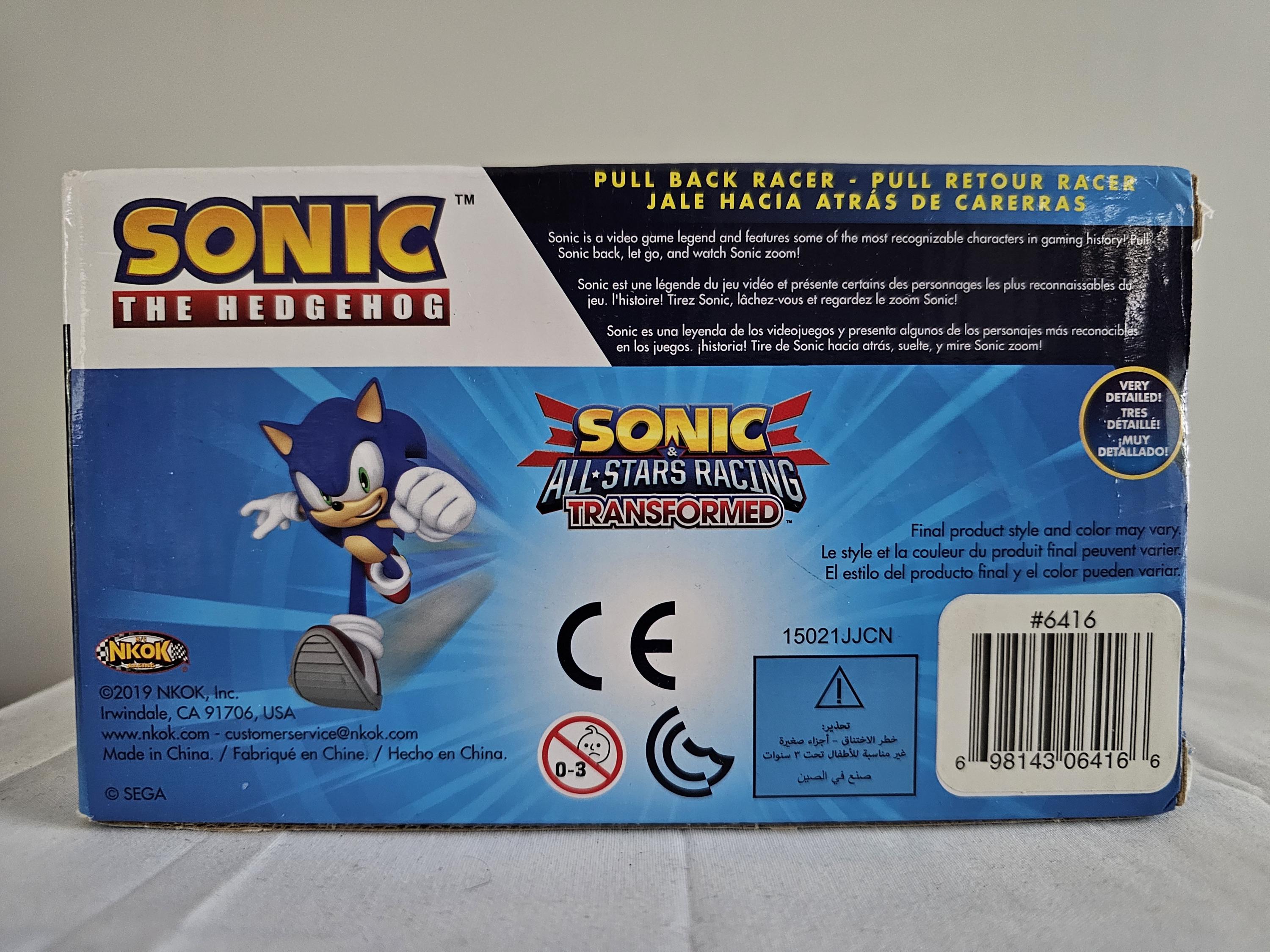 SONIC THE HEDGEHOG Car Toy Figure | SEGA Racing Pull Back Speed Racer